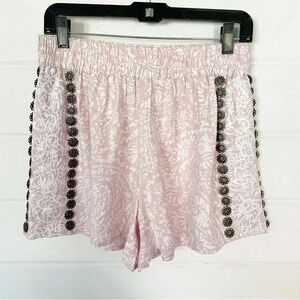 NWT Astars High Waist Pink Embroidered Shorts with Coins Decoration S Waist 28”
